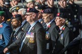 Regimental Association of The Rifles and The Royal Gloucestershire (Group A6, 33 members) during the Royal British Legion March Past on Remembrance Sunday at the Cenotaph, Whitehall, Westminster, London, 11 November 2018, 11:56.