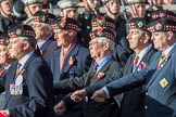 The Royal Scots Regimental Association (Group A8, 25 members) during the Royal British Legion March Past on Remembrance Sunday at the Cenotaph, Whitehall, Westminster, London, 11 November 2018, 11:56.