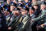 Queen's Own Highlanders Regimental Association (Group A11, 55 members) during the Royal British Legion March Past on Remembrance Sunday at the Cenotaph, Whitehall, Westminster, London, 11 November 2018, 11:57.