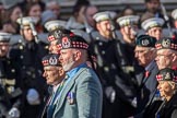 The Gordon Highlanders London Association (Group A12, 37 members) during the Royal British Legion March Past on Remembrance Sunday at the Cenotaph, Whitehall, Westminster, London, 11 November 2018, 11:58.