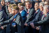 Coldstream Guards Association (Group A18, 30 members) during the Royal British Legion March Past on Remembrance Sunday at the Cenotaph, Whitehall, Westminster, London, 11 November 2018, 11:59.