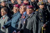 Guards Parachute Association (Group A20, 24 members) during the Royal British Legion March Past on Remembrance Sunday at the Cenotaph, Whitehall, Westminster, London, 11 November 2018, 11:59.