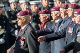 Guards Parachute Association (Group A20, 24 members) during the Royal British Legion March Past on Remembrance Sunday at the Cenotaph, Whitehall, Westminster, London, 11 November 2018, 11:59.