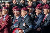 The Parachute Regimental Association (Group A21, 101 members) during the Royal British Legion March Past on Remembrance Sunday at the Cenotaph, Whitehall, Westminster, London, 11 November 2018, 11:59.