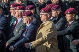 The Parachute Regimental Association (Group A21, 101 members) during the Royal British Legion March Past on Remembrance Sunday at the Cenotaph, Whitehall, Westminster, London, 11 November 2018, 11:59.