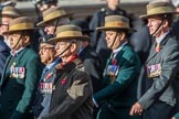 Gurkha Brigade Association (Group A25, 80 members) during the Royal British Legion March Past on Remembrance Sunday at the Cenotaph, Whitehall, Westminster, London, 11 November 2018, 12:00.
