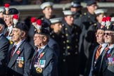 The Northumberland Fusiliers All Ranks Club (Group A34, 41 members) during the Royal British Legion March Past on Remembrance Sunday at the Cenotaph, Whitehall, Westminster, London, 11 November 2018, 12:02.