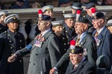 The Northumberland Fusiliers All Ranks Club (Group A34, 41 members) during the Royal British Legion March Past on Remembrance Sunday at the Cenotaph, Whitehall, Westminster, London, 11 November 2018, 12:02.