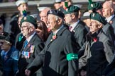 Combined Irish Regiments Association (Group A36, 34 members) during the Royal British Legion March Past on Remembrance Sunday at the Cenotaph, Whitehall, Westminster, London, 11 November 2018, 12:02.