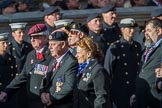 Blind Veterans UK (Group AA7, 215 members) during the Royal British Legion March Past on Remembrance Sunday at the Cenotaph, Whitehall, Westminster, London, 11 November 2018, 12:04.