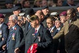 Blind Veterans UK (Group AA7, 215 members) during the Royal British Legion March Past on Remembrance Sunday at the Cenotaph, Whitehall, Westminster, London, 11 November 2018, 12:04.