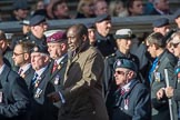 Blind Veterans UK (Group AA7, 215 members) during the Royal British Legion March Past on Remembrance Sunday at the Cenotaph, Whitehall, Westminster, London, 11 November 2018, 12:04.