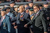 Blind Veterans UK (Group AA7, 215 members) during the Royal British Legion March Past on Remembrance Sunday at the Cenotaph, Whitehall, Westminster, London, 11 November 2018, 12:04.