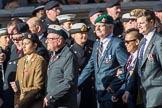 Blind Veterans UK (Group AA7, 215 members) during the Royal British Legion March Past on Remembrance Sunday at the Cenotaph, Whitehall, Westminster, London, 11 November 2018, 12:05.