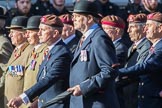 The King's Royal Hussars Regimental Association  (Group B21, 100 members) during the Royal British Legion March Past on Remembrance Sunday at the Cenotaph, Whitehall, Westminster, London, 11 November 2018, 12:10.