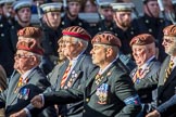The King's Royal Hussars Regimental Association  (Group B21, 100 members) during the Royal British Legion March Past on Remembrance Sunday at the Cenotaph, Whitehall, Westminster, London, 11 November 2018, 12:10.