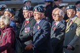 Royal Air Forces Association (Group C1, 155 members) during the Royal British Legion March Past on Remembrance Sunday at the Cenotaph, Whitehall, Westminster, London, 11 November 2018, 12:14.