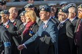 RAF Movements and Mobile Air Movements Squadrons Association (Group C15, 50 members) during the Royal British Legion March Past on Remembrance Sunday at the Cenotaph, Whitehall, Westminster, London, 11 November 2018, 12:16.