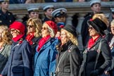 The War Widows' Association  of Great Britain (Group D7, 47 members) during the Royal British Legion March Past on Remembrance Sunday at the Cenotaph, Whitehall, Westminster, London, 11 November 2018, 12:21.