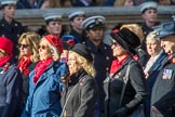 The War Widows' Association  of Great Britain (Group D7, 47 members) during the Royal British Legion March Past on Remembrance Sunday at the Cenotaph, Whitehall, Westminster, London, 11 November 2018, 12:21.