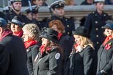 Army Widows Association  (Group D9, 17 members) during the Royal British Legion March Past on Remembrance Sunday at the Cenotaph, Whitehall, Westminster, London, 11 November 2018, 12:21.