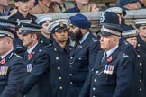 Metropolitan Special Constabulary (Group M17, 40 members) during the Royal British Legion March Past on Remembrance Sunday at the Cenotaph, Whitehall, Westminster, London, 11 November 2018, 12:27.