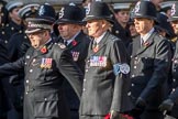 Metropolitan Special Constabulary (Group M17, 40 members) during the Royal British Legion March Past on Remembrance Sunday at the Cenotaph, Whitehall, Westminster, London, 11 November 2018, 12:27.