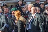 The Showmen's Guild of Great Britain (Group M18, 26 members) during the Royal British Legion March Past on Remembrance Sunday at the Cenotaph, Whitehall, Westminster, London, 11 November 2018, 12:27.