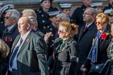 The Showmen's Guild of Great Britain (Group M18, 26 members) during the Royal British Legion March Past on Remembrance Sunday at the Cenotaph, Whitehall, Westminster, London, 11 November 2018, 12:27.