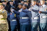 RAF- and Army Cadets (Group M35, ?? members) during the Royal British Legion March Past on Remembrance Sunday at the Cenotaph, Whitehall, Westminster, London, 11 November 2018, 12:29.