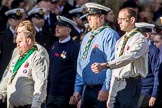 The Scout Association (Group M36, 30 members) during the Royal British Legion March Past on Remembrance Sunday at the Cenotaph, Whitehall, Westminster, London, 11 November 2018, 12:30.