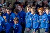 The Boys' Brigade (Group M39, 79 members) during the Royal British Legion March Past on Remembrance Sunday at the Cenotaph, Whitehall, Westminster, London, 11 November 2018, 12:30.