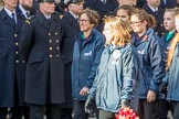 The Girls' Brigade England & Wales (Group M40, 16 members) during the Royal British Legion March Past on Remembrance Sunday at the Cenotaph, Whitehall, Westminster, London, 11 November 2018, 12:30.