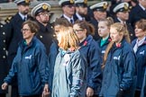 The Girls' Brigade England & Wales (Group M40, 16 members) during the Royal British Legion March Past on Remembrance Sunday at the Cenotaph, Whitehall, Westminster, London, 11 November 2018, 12:30.