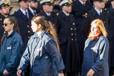 The Girls' Brigade England & Wales (Group M40, 16 members) during the Royal British Legion March Past on Remembrance Sunday at the Cenotaph, Whitehall, Westminster, London, 11 November 2018, 12:30.