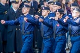Metropolitan Police Volunteer Police Cadets (Group M42, 16 members) during the Royal British Legion March Past on Remembrance Sunday at the Cenotaph, Whitehall, Westminster, London, 11 November 2018, 12:31.