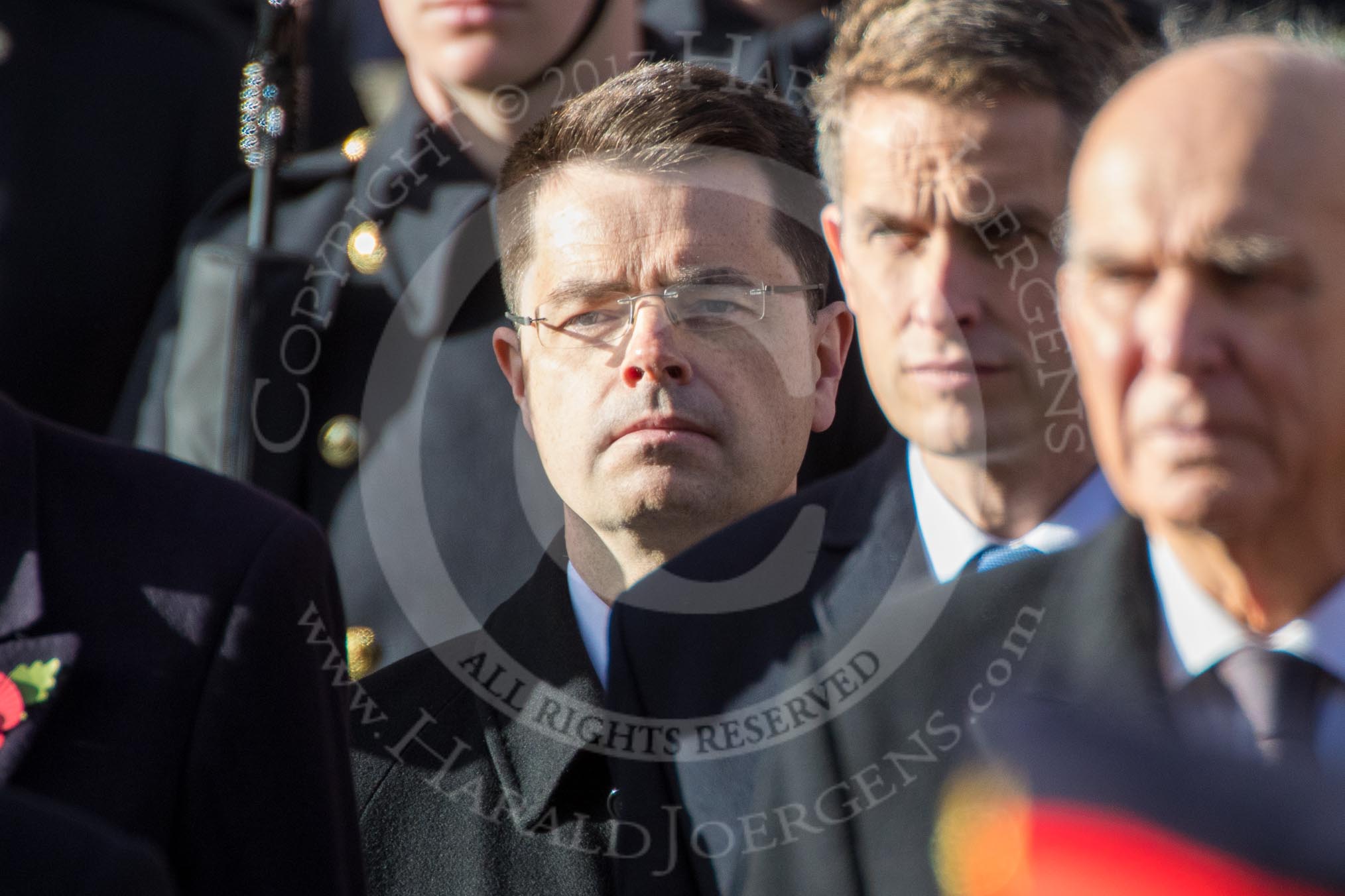 The Rt Hon James Brokenshire MP (Secretary of State for Housing, Communities  and Local Government) during the Remembrance Sunday Cenotaph Ceremony 2018 at Horse Guards Parade, Westminster, London, 11 November 2018, 11:03.