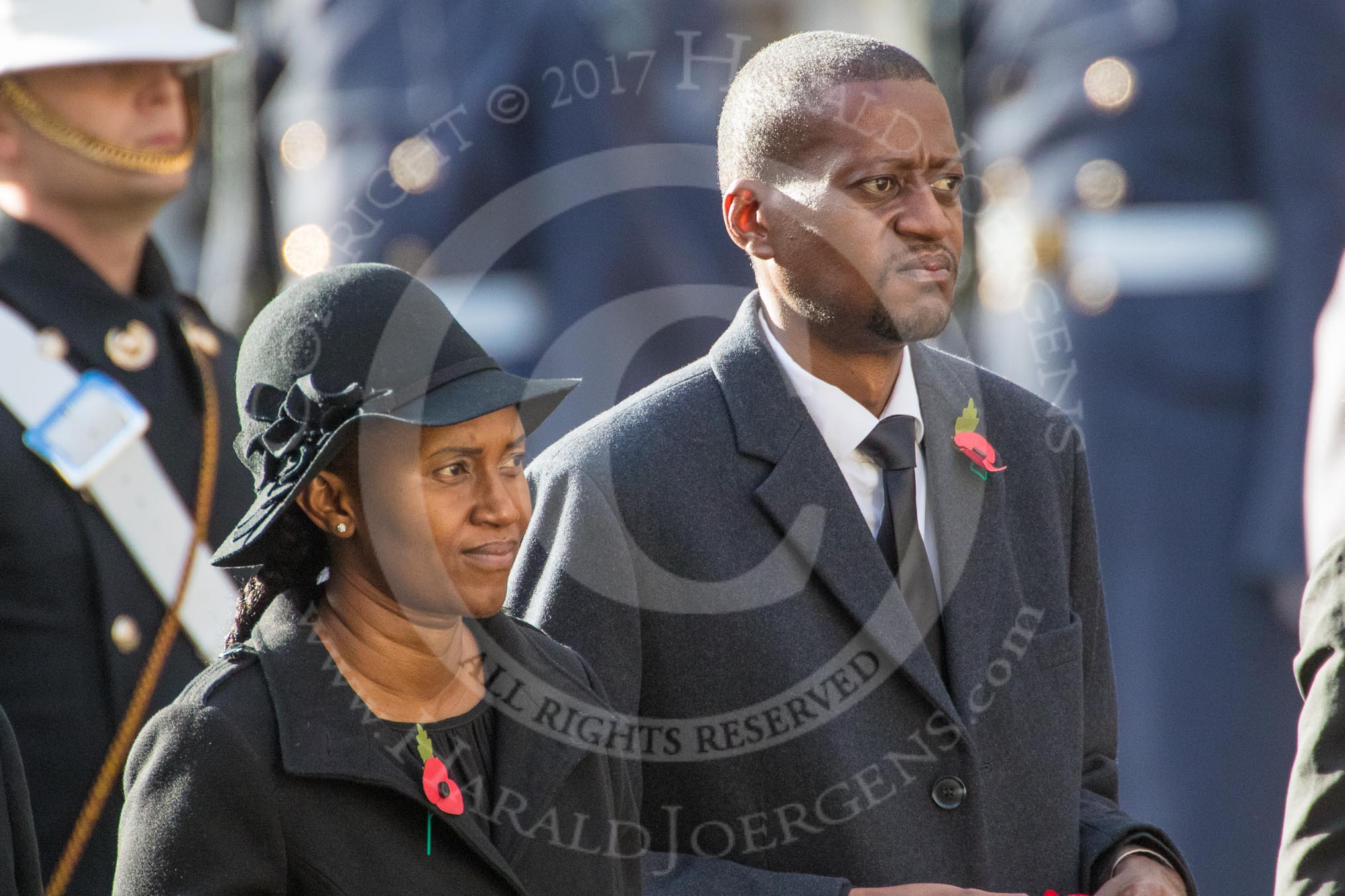 The Acting High Commissioner of Lesotho and the The Acting High Commissioner of Botswana during Remembrance Sunday Cenotaph Ceremony 2018 at Horse Guards Parade, Westminster, London, 11 November 2018, 11:03.