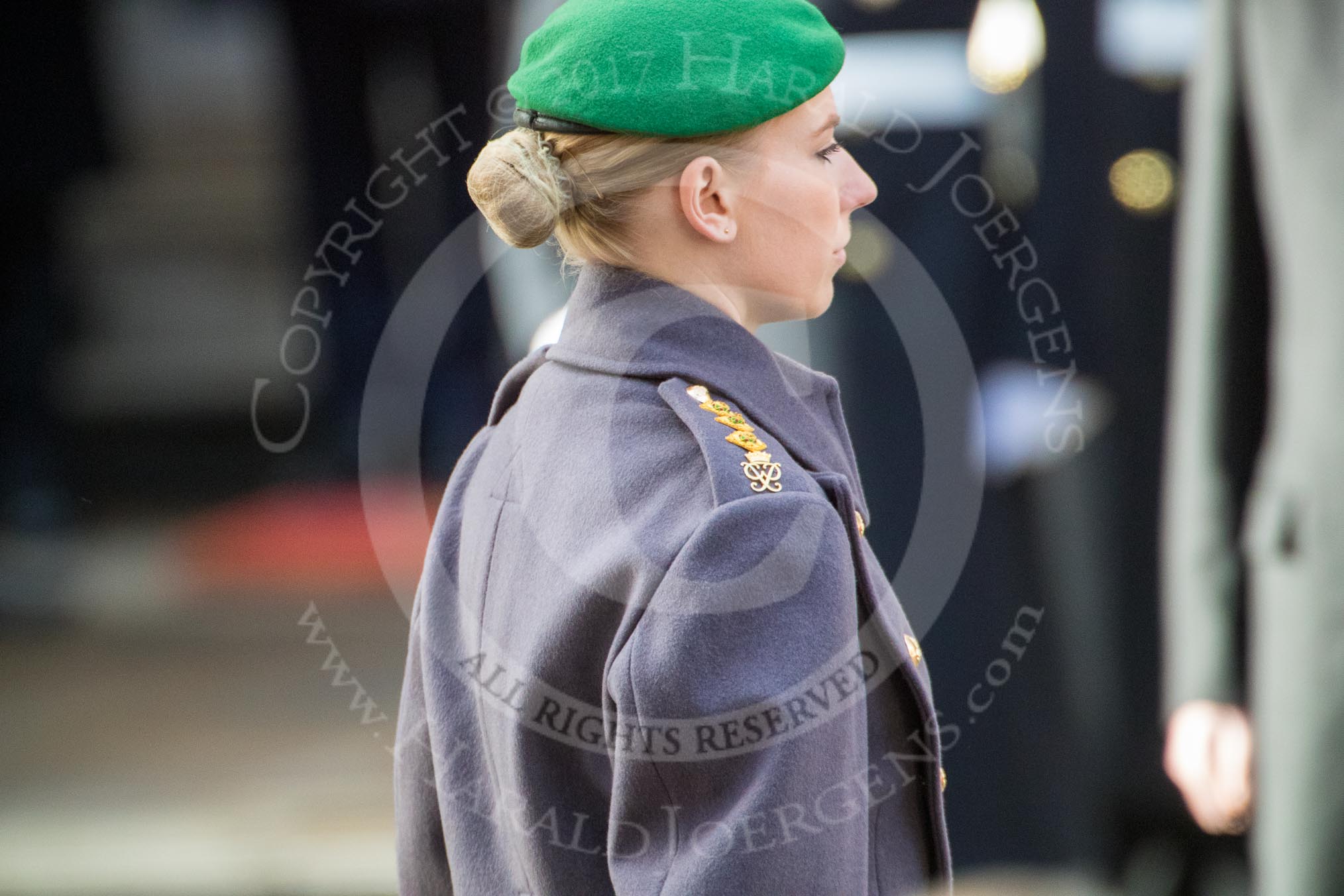 Captain Katherine Coulthard, Equerry to HRH The Duke of Edinburgh  during the Remembrance Sunday Cenotaph Ceremony 2018 at Horse Guards Parade, Westminster, London, 11 November 2018, 11:05.