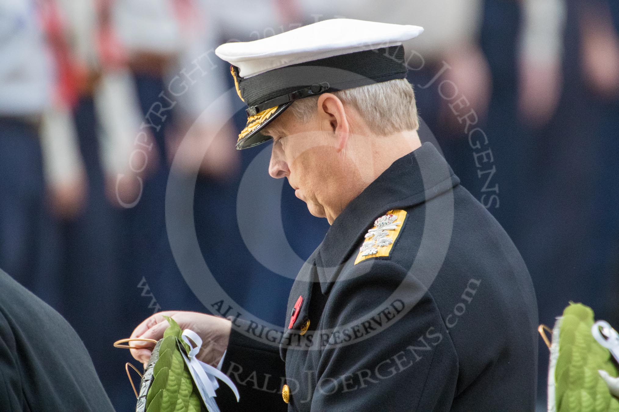 HRH The Duke of York (Prince Andrew) during the Remembrance Sunday Cenotaph Ceremony 2018 at Horse Guards Parade, Westminster, London, 11 November 2018, 11:06.