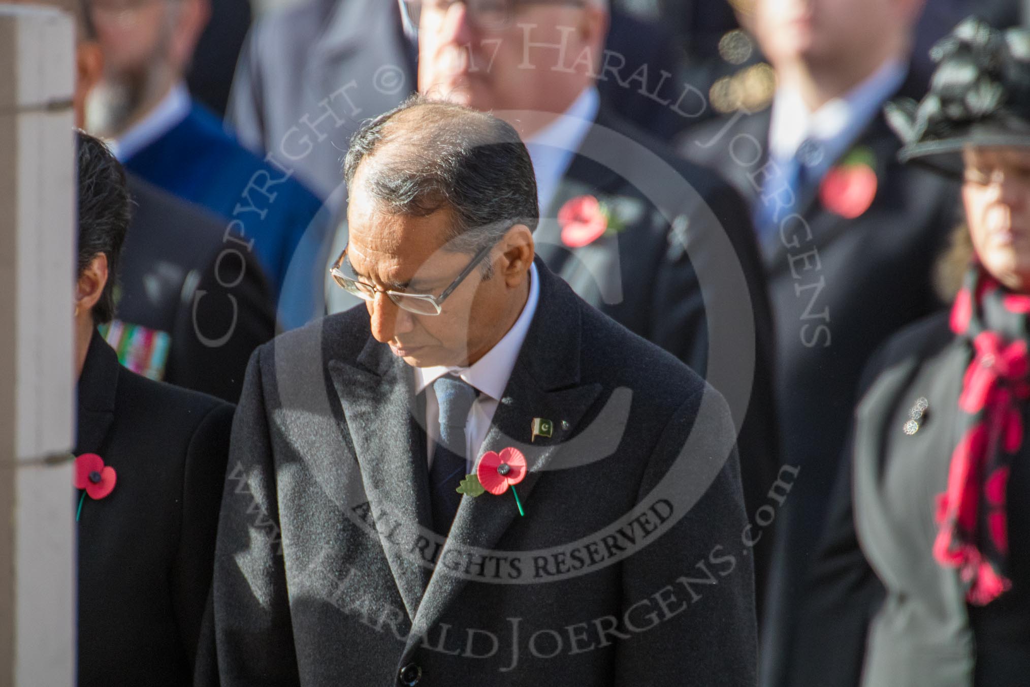 The High Commissioner of Pakistan, Mohammad Nafees Zakaria, during Remembrance Sunday Cenotaph Ceremony 2018 at Horse Guards Parade, Westminster, London, 11 November 2018, 11:12.