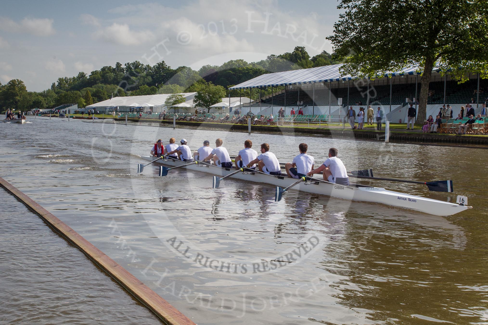 Henley Royal Regatta 2012 (Thursday): Race 6, Thames Challenge Cup:  Cantabrigian Rowing Club 'A'  (16, Bucks) v Upper Thames Rowing Club (50, Berks).
River Thames beteen Henley-on-Thames and Remenham/Temple Island ,
Henley-on-Thames,
Oxfordshire,
United Kingdom,
on 28 June 2012 at 09:35, image #25