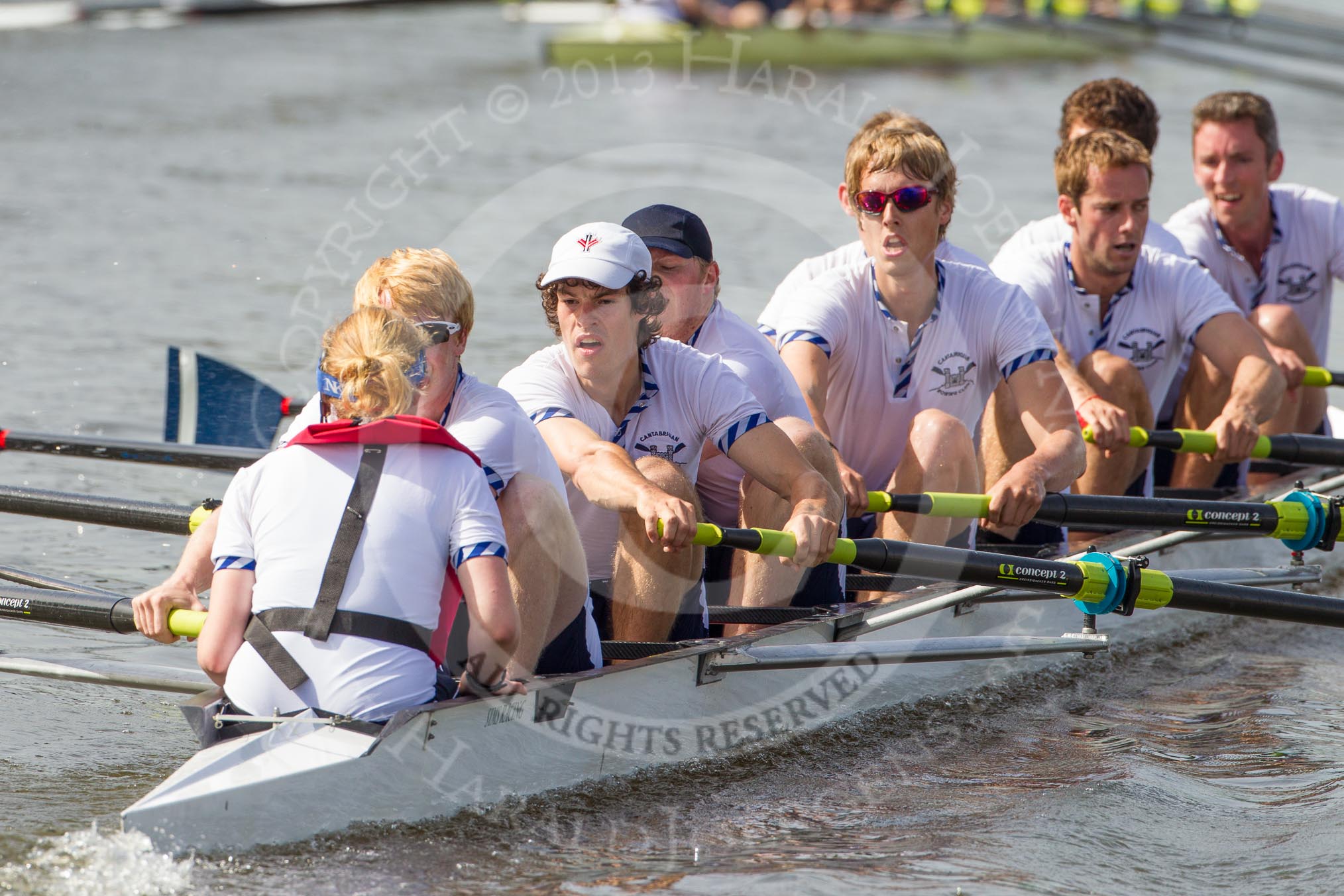 Henley Royal Regatta 2012 (Thursday): Race 6, Thames Challenge Cup:  Cantabrigian Rowing Club 'A'  (16, Bucks) v Upper Thames Rowing Club (50, Berks).
River Thames beteen Henley-on-Thames and Remenham/Temple Island ,
Henley-on-Thames,
Oxfordshire,
United Kingdom,
on 28 June 2012 at 09:35, image #28