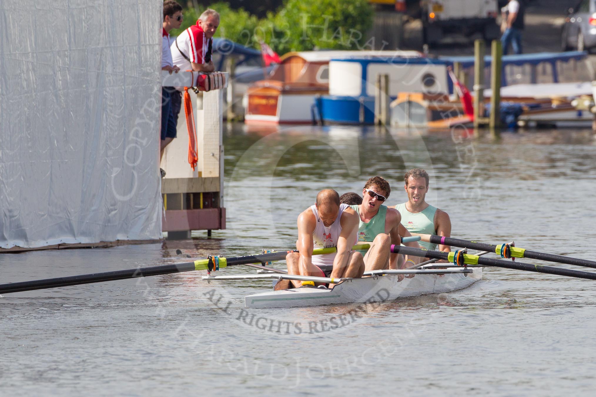 Henley Royal Regatta 2012 (Thursday): Race 8, Visitors' Challenge Cup:  Amsterdam Studenten Roeivereeniging Nereus, Holland  (193, Bucks) v Cambridge University and Leander Club  (194, Berks).
River Thames beteen Henley-on-Thames and Remenham/Temple Island ,
Henley-on-Thames,
Oxfordshire,
United Kingdom,
on 28 June 2012 at 09:47, image #45