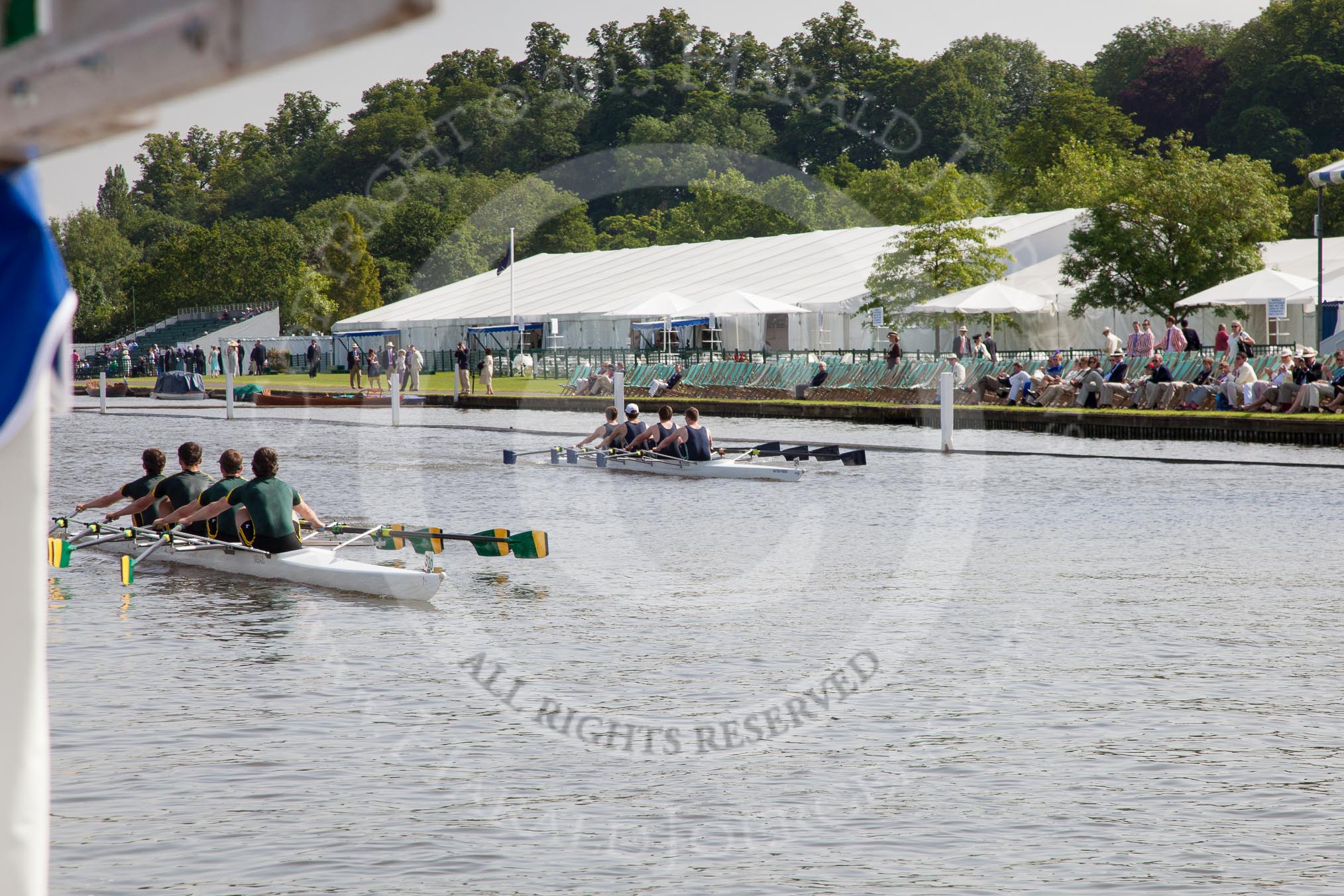 Henley Royal Regatta 2012 (Thursday): Race 9, Fawley Challenge Cup:  The Windsor Boys' School 'A'  (320, Bucks) v Eton College 'B'  (296, Berks).
River Thames beteen Henley-on-Thames and Remenham/Temple Island ,
Henley-on-Thames,
Oxfordshire,
United Kingdom,
on 28 June 2012 at 09:51, image #46