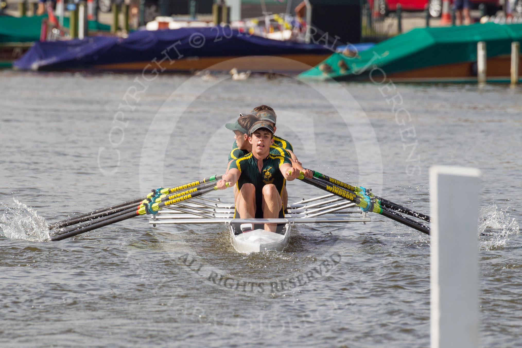 Henley Royal Regatta 2012 (Thursday): Race 9, Fawley Challenge Cup:  The Windsor Boys' School 'A'  (320, Bucks) v Eton College 'B'  (296, Berks).
River Thames beteen Henley-on-Thames and Remenham/Temple Island ,
Henley-on-Thames,
Oxfordshire,
United Kingdom,
on 28 June 2012 at 09:52, image #51