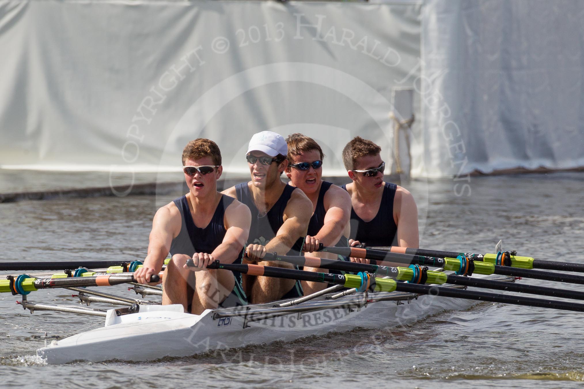 Henley Royal Regatta 2012 (Thursday): Race 9, Fawley Challenge Cup:  The Windsor Boys' School 'A'  (320, Bucks) v Eton College 'B'  (296, Berks).
River Thames beteen Henley-on-Thames and Remenham/Temple Island ,
Henley-on-Thames,
Oxfordshire,
United Kingdom,
on 28 June 2012 at 09:52, image #52