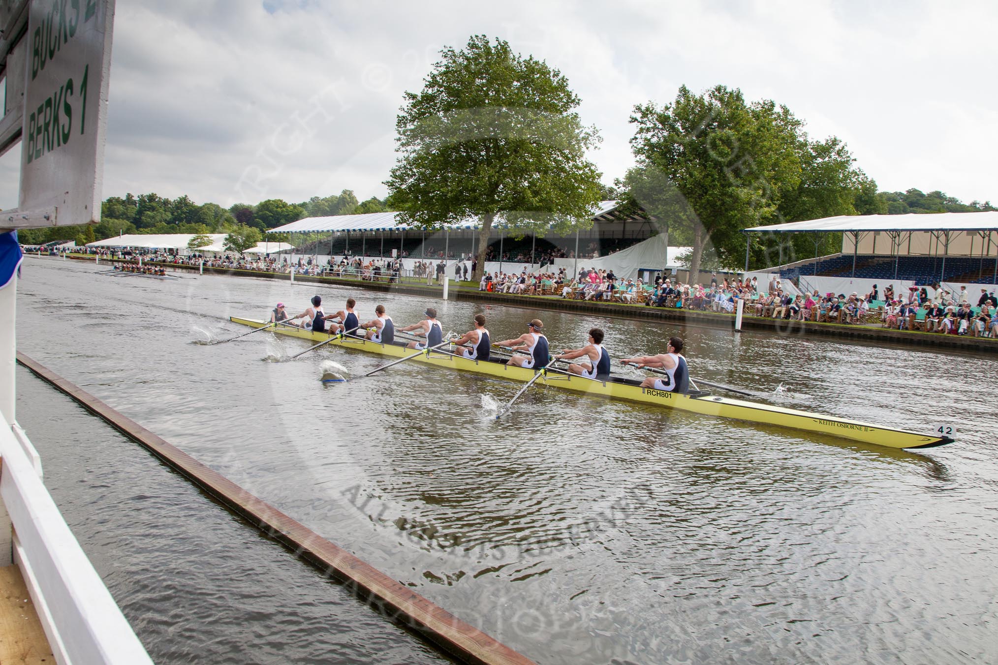 Henley Royal Regatta 2012 (Thursday): Race 16, Thames Challenge Cup:  Royal Chester Rowing Club (42, Bucks) v City of Cambridge Rowing Club 'B'  (307, Berks).
River Thames beteen Henley-on-Thames and Remenham/Temple Island ,
Henley-on-Thames,
Oxfordshire,
United Kingdom,
on 28 June 2012 at 10:36, image #107