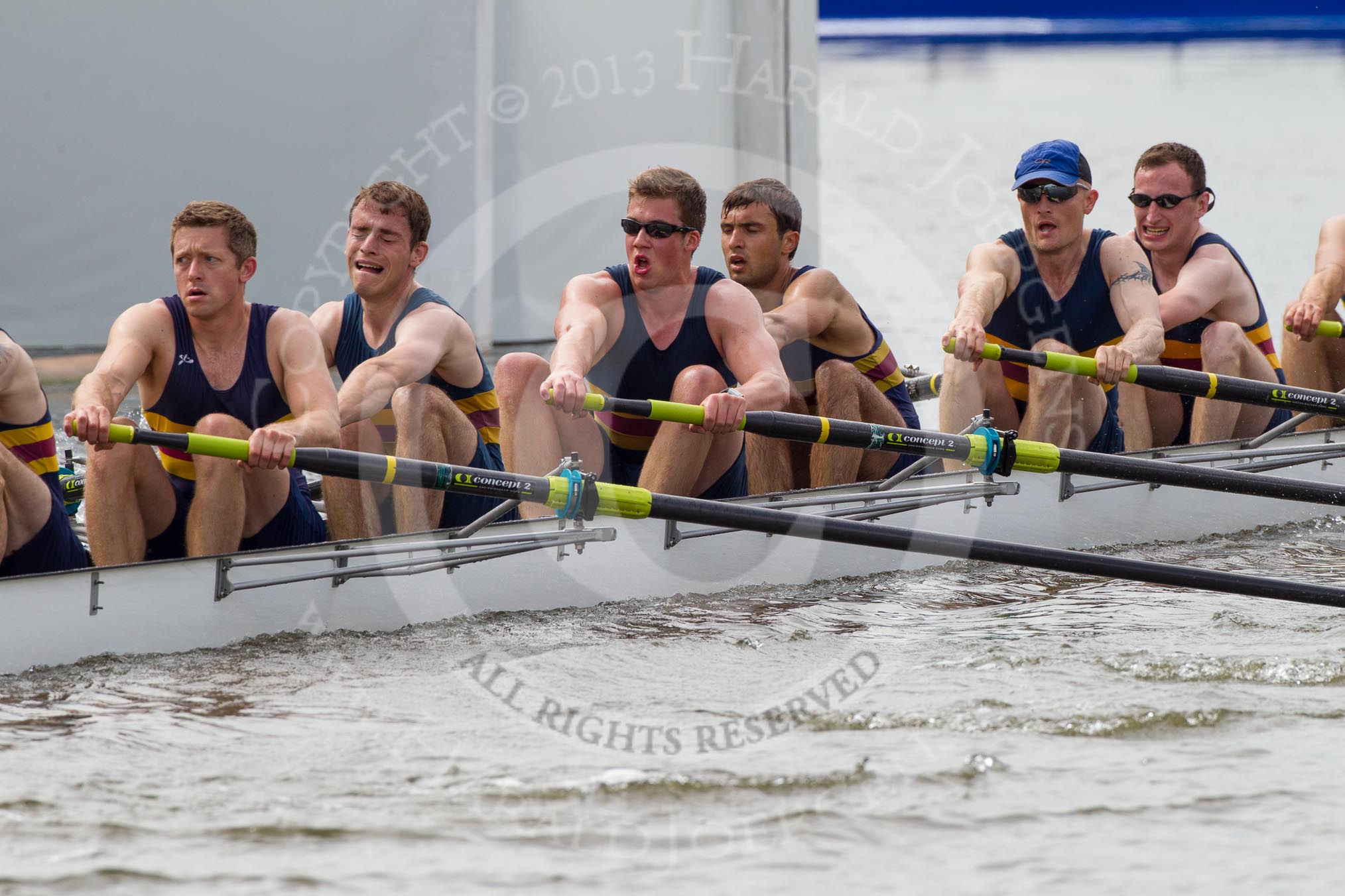 Henley Royal Regatta 2012 (Thursday): Race 16, Thames Challenge Cup:  Royal Chester Rowing Club (42, Bucks) v City of Cambridge Rowing Club 'B'  (307, Berks).
River Thames beteen Henley-on-Thames and Remenham/Temple Island ,
Henley-on-Thames,
Oxfordshire,
United Kingdom,
on 28 June 2012 at 10:36, image #111