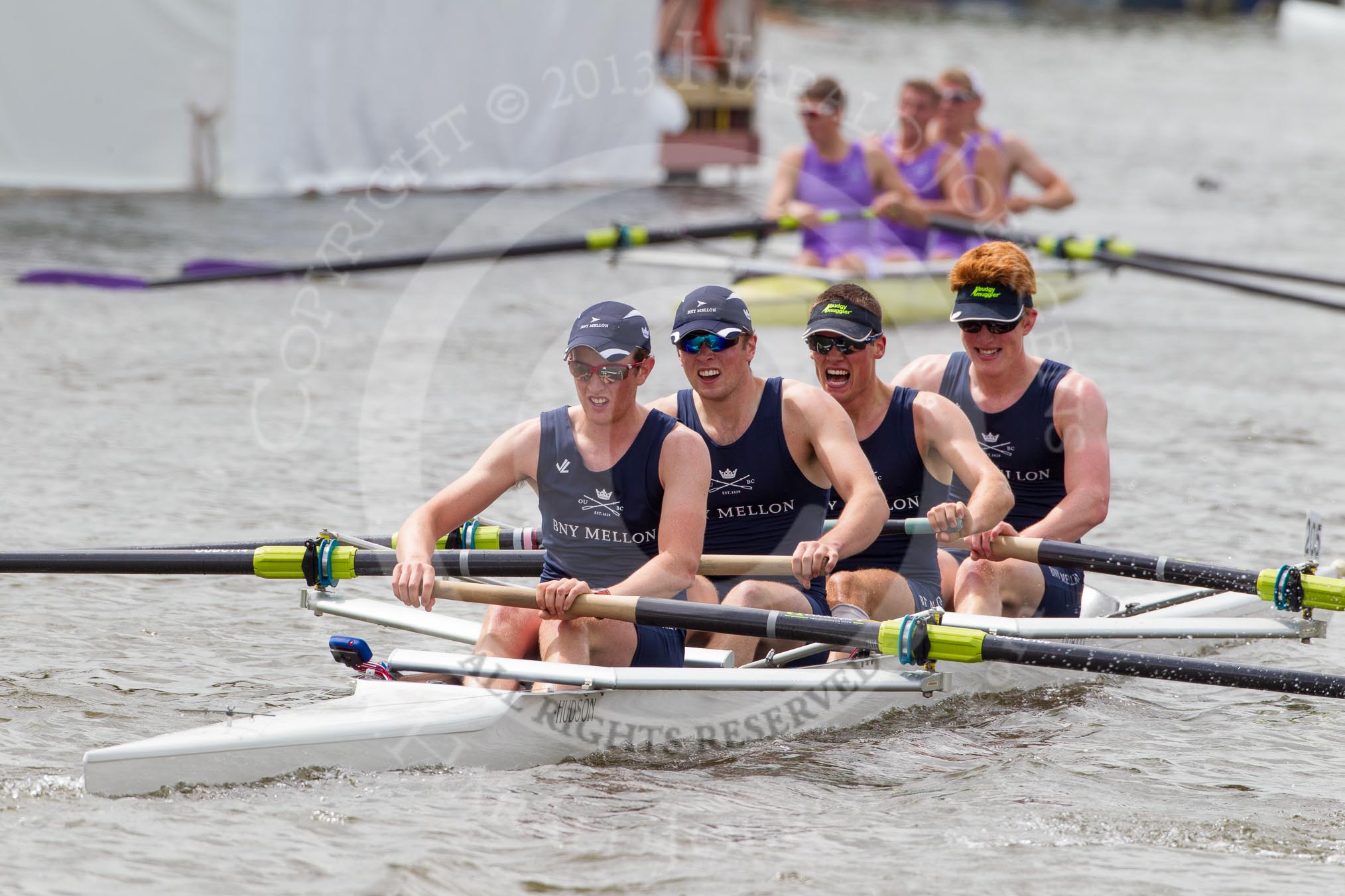 Henley Royal Regatta 2012 (Thursday): Race 23, Visitors' Challenge Cup:  Oxford University and Isis Boat Club (205, Bucks) v Durham University  (196, Berks).
River Thames beteen Henley-on-Thames and Remenham/Temple Island ,
Henley-on-Thames,
Oxfordshire,
United Kingdom,
on 28 June 2012 at 11:17, image #165